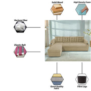 Grance LHS 4 Seater Corner Sofa Cum Bed for Living Room (Black Fabric) Premium Fabric Sofa