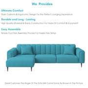 Damian LHS 4 Seater L Shape Sofa Set for Living Room (Turquise Colour Fabric) Premium Fabric Sofa Set for Living Room