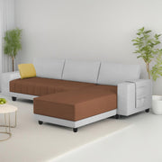 Linus RHS 4 Seater L Shape Sofa Set for Living Room (Brown Grey Fabric) Premium Fabric Sofa