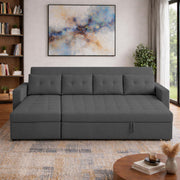 Casaliving Treshta 6 Seater LHS L - Shape Pull-Out Sofa Cum Bed Sofa for Living Room (Dark Grey Fabric Color) Premium Fabric Sofa Set for Living Room Sofa Cum Bed