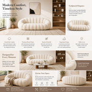 Casaliving Dodge Modern Premium Boucle Fabric Sofa, Upholstered 3 Seater Sofa Set for Living Room, (Black Colour) Premium Boucle Fabric Sofa