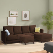 Swaloni RHS 6 Seater L Shape Sofa Set with Center Table for Living Room (Brown) Premium Fabric Sofa