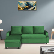 Asper LHS 4 Seater L Shape Sofa Set for Living Room (Green Fabric) Premium Fabric Sofa