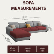 Orion LHS 6 Seater L Shape Sofa Set for Living Room (Maroon Grey Colour) Premium Fabric Sofa