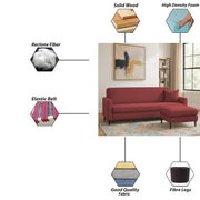 Valkyrie 4 Seater L Shape Convertible Sofa Set for Living Room, 3 Seater & Ottoman Modular Sectional Couch for Small Space (Maroon Colour) Fabric