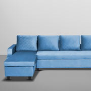 Asper LHS 6 Seater L Shape Sofa Set for Living Room (Turquise Fabric) Premium Fabric Sofa