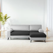 Casaliving Amelia RHS 6 Seater L Shape Sofa Set for Living Room (Black Fabric) Premium Fabric Sofa