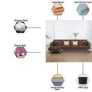 Falco LHS 6 Seater L Shape Sofa Set for Living Room (Brown Fabric) Premium Fabric Sofa