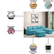 Rone 6 Seater L-Shaped & U-Shaped Sofas Set for Living Room – (Turquise Colour Fabric) Premium Comfort Sofa