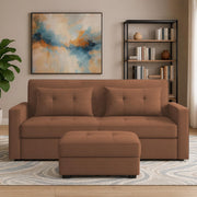 Casaliving Treshta 2 Seater Pull-Out Premium Fabric Sofa Cum Bed Sofa Set with Center Table for Living Room (Black Fabric Color) Premium Fabric Sofa Set for Living Room Sofa Cum Bed