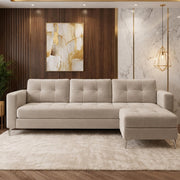 Casaliving Flexora Modern Velvet Fabric Upholstered 3 Seater Sofa Set with Ottoman for Living Room, Premium Velvet Fabric Sofa (Black Colour)