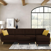 Lizel RHS 6 Seater L Shape Sofa Set with Center Table for Living Room (Brown Fabric) Premium Velvet Fabric Sofa