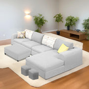 Badger RHS 8 Seater L Shape Sofa Set with Center Table for Living Room (Grey Fabric) Premium Fabric Sofa