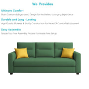 Evona 3 Seater Sofa Set for Living Room (Green Colour Fabric) Premium Fabric Sofa