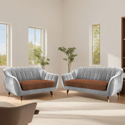 Casaliving Anyse 2 Seater Sofa Set for Living Room (Grey Colour Fabric) Premium Fabric Sofa