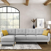 Lizel LHS 6 Seater L Shape Sofa Set for Living Room (Grey Fabric) Premium Velvet Fabric Sofa