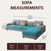 Orion RHS 6 Seater L Shape Sofa Set for Living Room (Turquise Grey Colour) Premium Fabric Sofa