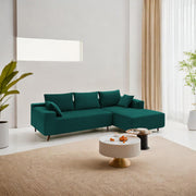 Casaliving Crystal 4 Seater RHS L Shape Sofa Set for Living Room (Black Fabric) Premium Fabric Sofa