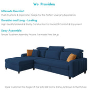 Casaliving Gagnon LHS 4 Seater L Shape Corner Sofa Cum Bed for Living Room (Blue Fabric) Premium Fabric Sofa