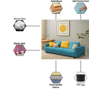 Minta 3 Seater Sofa Set for Living Room (Turquise Colour Fabric) Premium Fabric Sofa