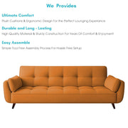 Francois 3 Seater Convertible Sofa Cum Bed for Living Room (Orange Fabric) Premium Fabric Sofa