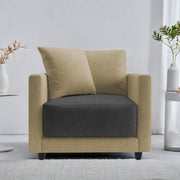 Dominic 1 Seater Sofa Set for Living Room (Black Grey Fabric) Premium Fabric Sofa