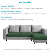 Mikasa 4 Seater RHS L Shape Sofa Set for Living Room (Green Grey Fabric) Premium Fabric Sofa Set for Living Room