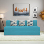 Marcus 3 Seater Sofa Cum Bed with 3 Cushions for Living Room (Black Fabric) Premium Fabric Sofa Set 6.5 X 6.5 Feet