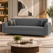 Casaliving Signaturemodel Velure 3 Seater Sofa Set | sued Velvet Fabric| 40D Foam + Zigzag Spring | 3-Yr Warranty (Black Colour)