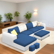 Badger RHS 8 Seater L Shape Sofa Set with Center Table for Living Room (Grey Fabric) Premium Fabric Sofa