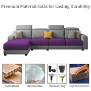 Orion LHS 6 Seater L Shape Sofa Set for Living Room (Purple Grey Colour) Premium Fabric Sofa