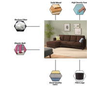 Swaloni LHS 6 Seater L Shape Sofa Set for Living Room (Brown) Premium Fabric Sofa