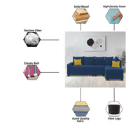 Inclair RHS 6 Seater L Shape Sofa Set for Living Room (Blue Fabric) Premium Fabric Sofa