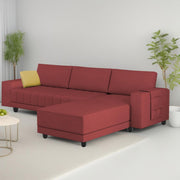 Linus RHS 4 Seater L Shape Sofa Set for Living Room (Maroon Fabric) Premium Fabric Sofa
