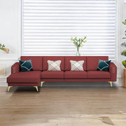 Falco LHS 6 Seater L Shape Sofa Set for Living Room (Maroon Fabric) Premium Fabric Sofa