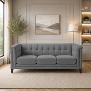 Casaliving Fento 3 Seater Sofa Set for Living Room, 3 Seater (Black) Colour Premium Velvet Fabric Sofa