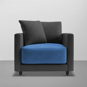 Dominic 1 Seater Sofa Set for Living Room (Black Grey Fabric) Premium Fabric Sofa