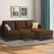 Swaloni RHS 4 Seater L Shape Sofa Set with Center Table for Living Room (Brown) Premium Fabric Sofa