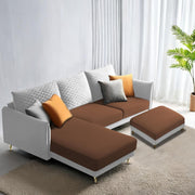 Casaliving Stanly LHS 4 Seater L Shape Sofa with Center Table for Living Room (Blue Fabric)