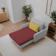 Vive 1 Seater Lounge Sofa for Living Room (Maroon Grey Colour) Premium Fabric Sofa