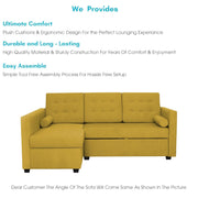 Megan LHS 4 Seater L Shaped Sofa Cum Bed for Living Room (Yellow Fabric) Premium Fabric Sofa