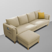 Robben 3 Seater Sofa Set with Center Table for Living Room (Cream Colour) Premium Fabric Sofa