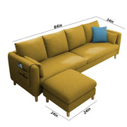 Robben 3 Seater Sofa Set with Center Table for Living Room (Yellow Colour) Premium Fabric Sofa