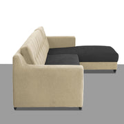 Fracher RHS 4 Seater L Shape Sofa Set for Living Room (Cream Black Fabric) Premium Fabric Sofa