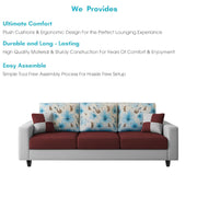 Rolando 3 Seater Sofa Set for Living Room (Maroon Grey Colour) Premium Fabric Sofa Set