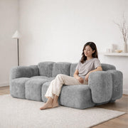 Aveline Modern Premium Boucle Fabric Sofa, Upholstered 3 Seater Sofa Set for Living Room, (Black Colour) Premium Boucle Fabric Sofa