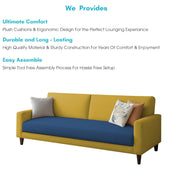 Kaven 3 Seater Sofa Set for Living Room (Yellow Grey Colour Fabric) Premium Fabric Sofa