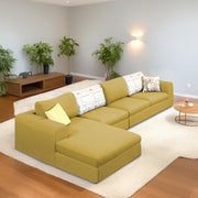 Badger LHS 6 Seater L Shape Sofa Set for Living Room (Black Fabric) Premium Fabric Sofa