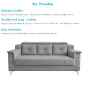 Julio 3 Seater Sofa Set for Living Room (Grey Colour Fabric) Premium Fabric Sofa