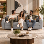 Casaliving Signaturemodel Velure 3 Seater Sofa Set | sued Velvet Fabric| 40D Foam + Zigzag Spring | 3-Yr Warranty (Black Colour)
